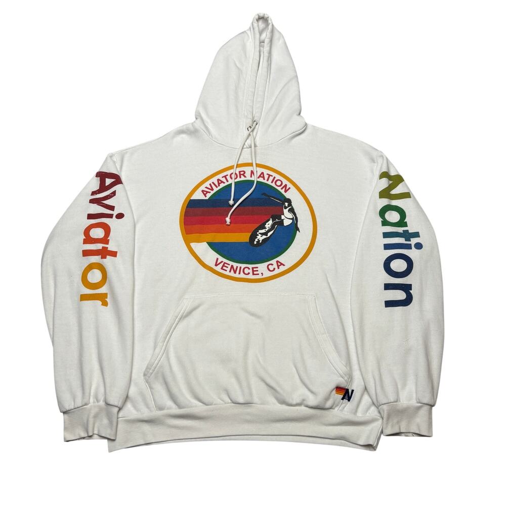 Aviator Nation Venice CA Logo Hoodie Unisex XL Retro Loungewear